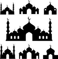 Set of various items Simple Silhouette of a Mosque
