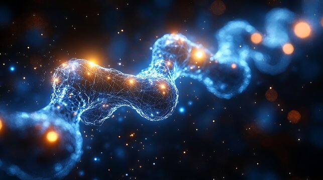 A surreal digital molecular realm with futuristic energy connections