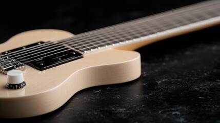 Fototapeta premium Cream eight-string guitar on dark surface