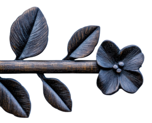 Flower and leaf decorative metal design isolated