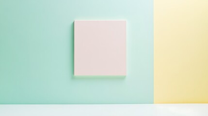 Pale rectangle on pastel green and yellow wall