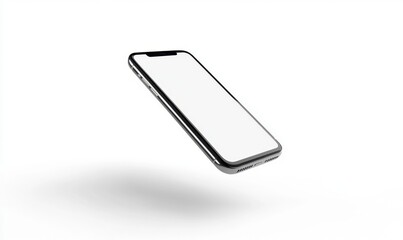 Smartphone mockup, floating, white background, app design, technology