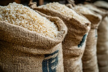 Harvesting rice agricultural storage local market food supply rustic setting close-up sustainability focus