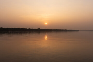 Beautiful mangrove forest of Sundarban tiger reserve during sunset, India