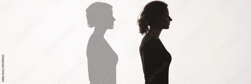 Poster weight loss transformation silhouette highlighting before and after results. generative ai