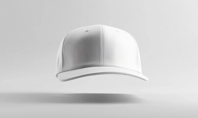 Fototapeta premium White baseball cap mockup, studio shot, floating, plain background, apparel design