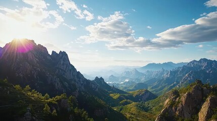 Mountainous Landscape At Sunrise