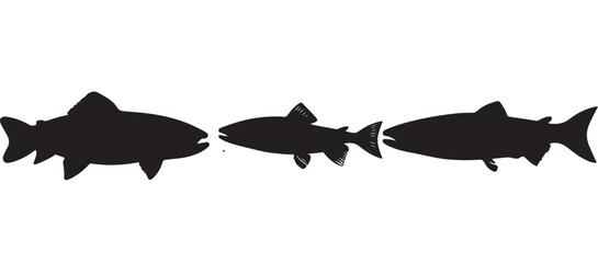 Black silhouette Brook Trout of fish, Animal Icons, Fish Bundle, Sea life, Under the Ocean