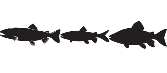 Black silhouette Brook Trout of fish, Animal Icons, Fish Bundle, Sea life, Under the Ocean