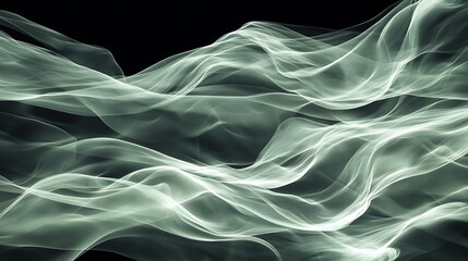 Obraz premium Green smoke waves, dark background. Abstract design