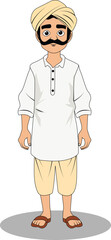 A simple village man front view cartoon character design