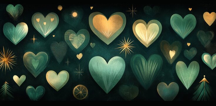 Elegant  design featuring heart shapes and nature-inspired elements