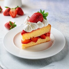 cake with strawberries on white plate