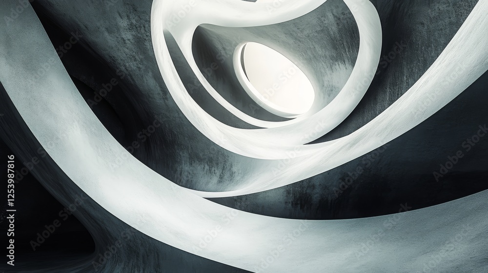 Poster abstract architecture features swirling forms and textured walls