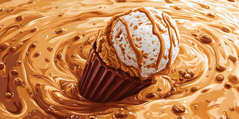 Decadent Chocolate Ice Cream Swirl Melting in Waffle Cone - Ultimate Summer Dessert Delight