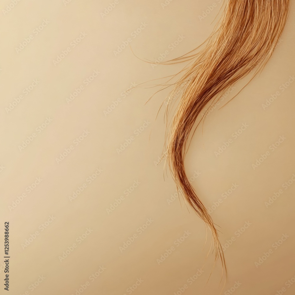 Poster Macro shot revealing a broken strand of hair against a neutral background in soft lighting. Generative AI