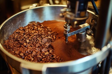 Conching machine in action refines chocolate for optimal texture and flavor enhancement in a processing facility © Dream maker