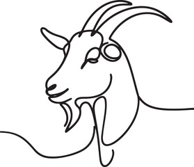Minimalist Line Drawing of Goat - Vector Art Illustration