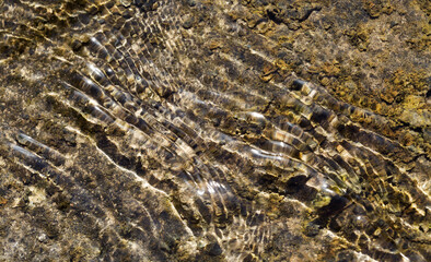Moving water forming small standing waves on the Surface due to interference