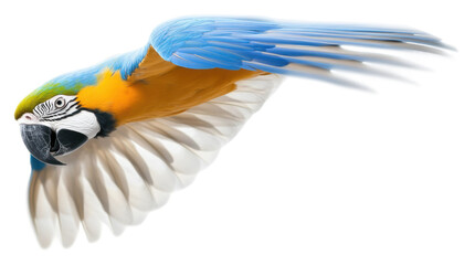 Colorful macaw flying gracefully through the air