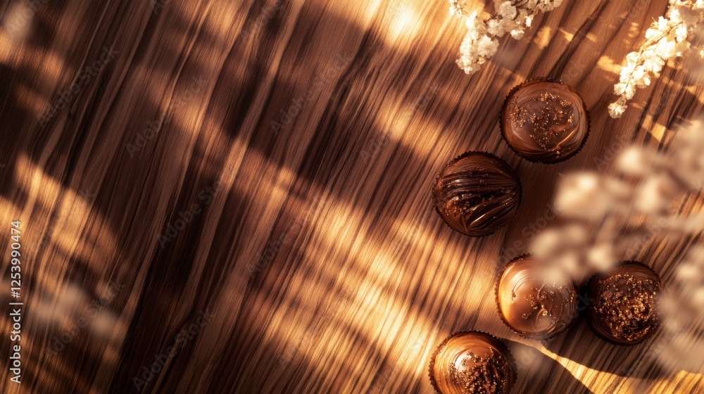 Poster close-up of falling coffee beans with soft bokeh lighting