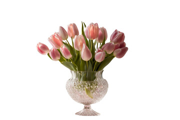 Blossoms of Love: Delicate Pink Tulips with Heartfelt Decorations, a Symbol of Romance, Affection, and Springtime Beauty