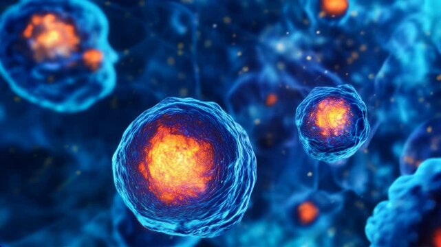 Embryonic stem cell, abstract medical illustration, Repairing damaged cells by reducing inflammation and modulating the immune system. Stem cell therapy