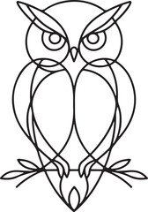 Elegant Owl Line Art Vector Illustration
