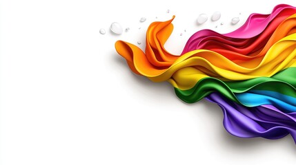 Rainbow fabric swirl, white background, celebration, design element