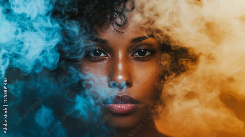 Canvas Prints Artistic portrait of a woman surrounded by colorful smoke