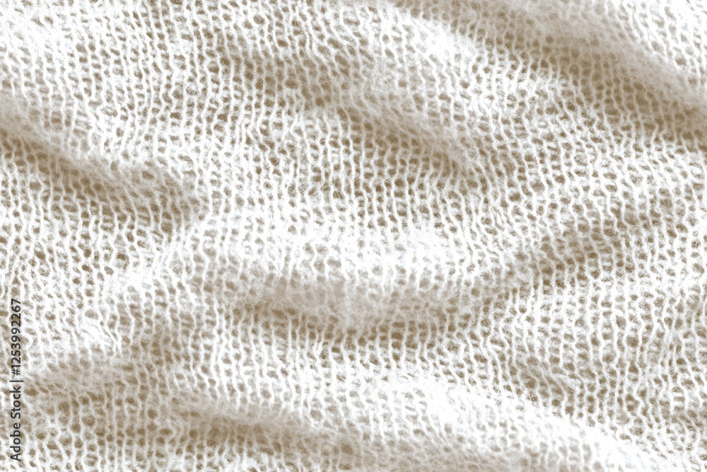 Poster close-up view of textured beige fabric revealing intricate knitting patterns and gentle flow : gener