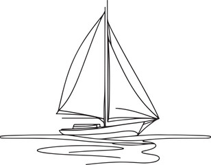 Elegant Line Art Sailboat Vector Design