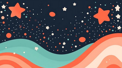 Fototapeta premium Retro Space Waves Background