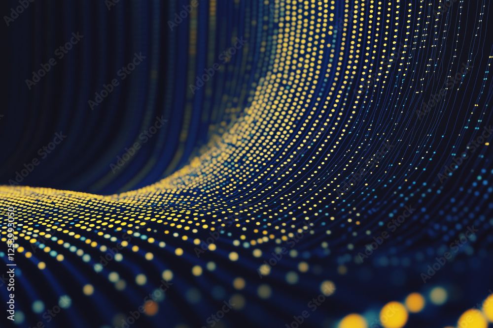 Poster abstract data stream: a mesmerizing visualization of data flow, rendered in a captivating blend of d
