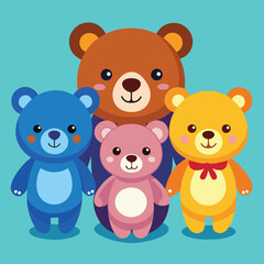 Teddy Bear Cartoon Set vector illustration