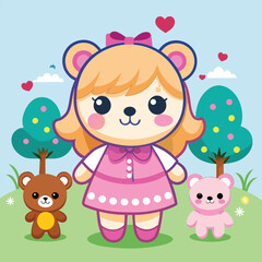 Teddy Bear Cartoon Set vector illustration