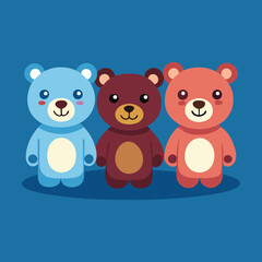 Teddy Bear Cartoon Set vector illustration