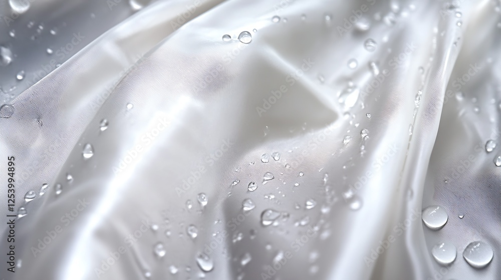 Aufkleber close up of pristine white silk fabric with water droplets showcasing softness : generative ai