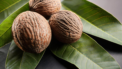 shea nuts found on vitellaria paradoxa tree leaves