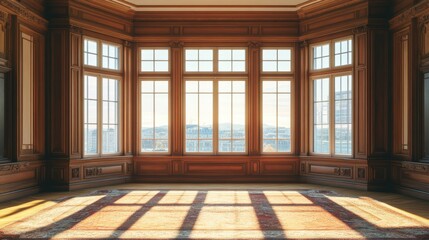 Obraz premium Elegant French Pane Bay Windows: Aesthetic Design for Airy Spaces with Classic Charm