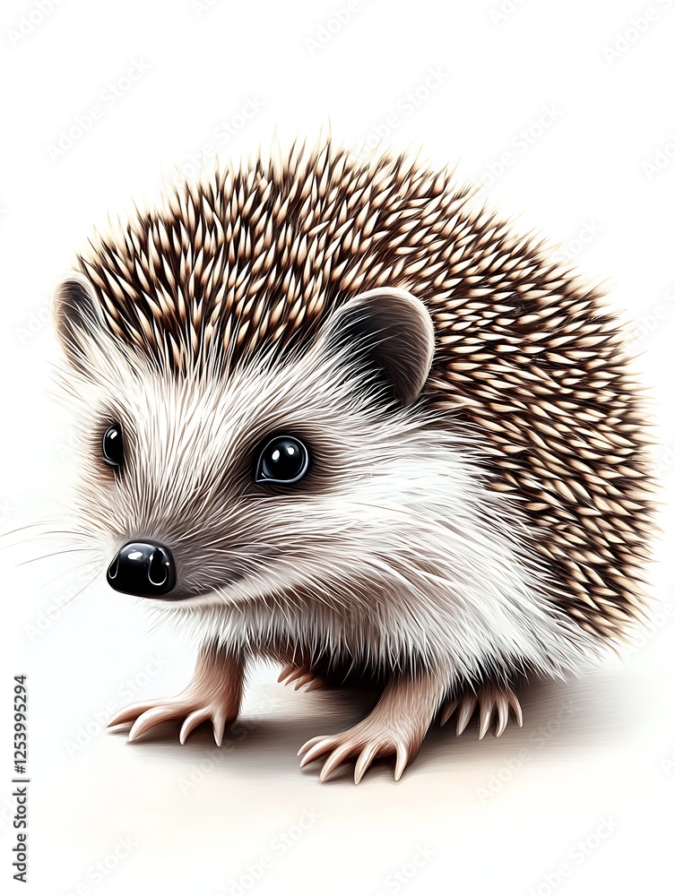 Poster Adorable close-up of a cute hedgehog displaying its tiny features and endearing personality : Generative AI
