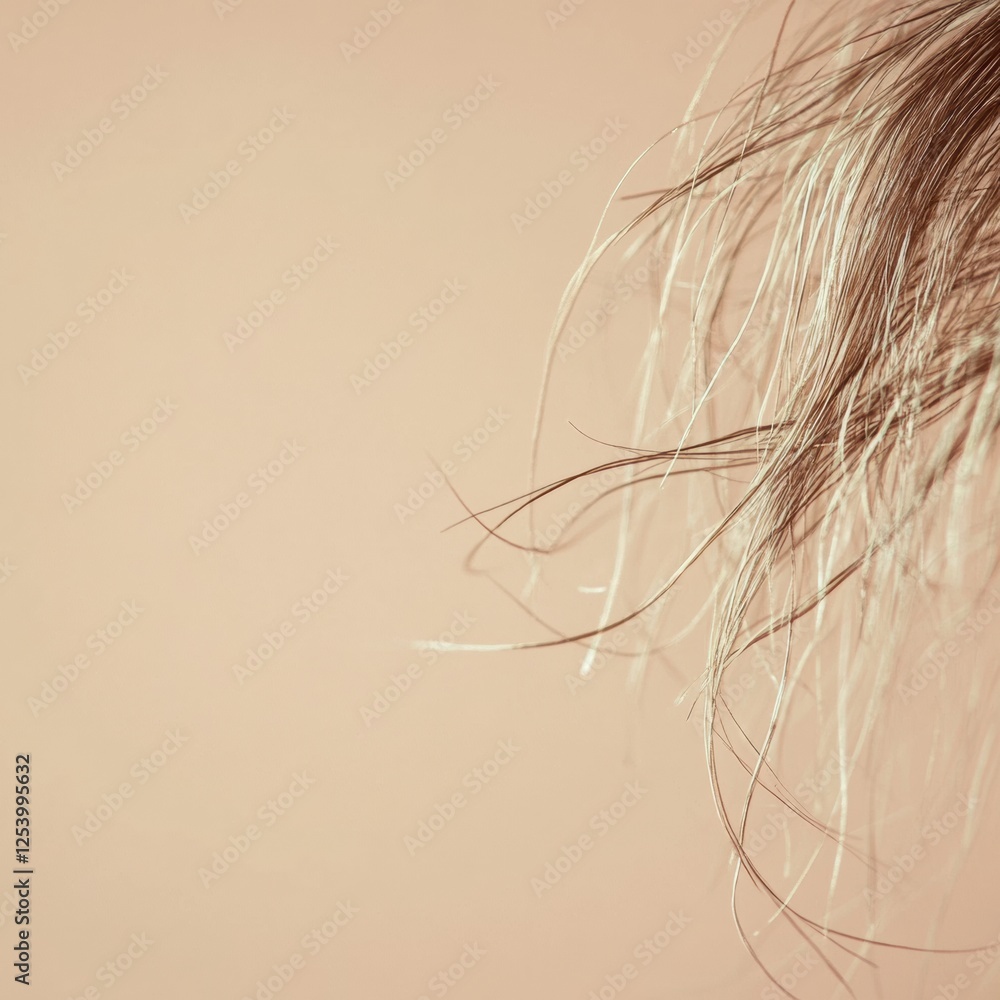Leinwandbilder close look at a broken strand of hair in soft light against a neutral background showcasing texture 