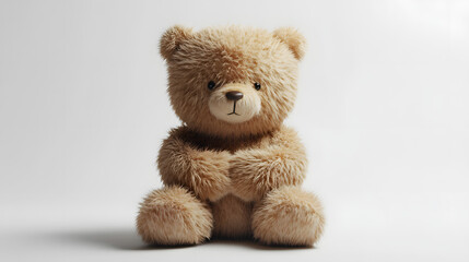 Obraz premium A cute teddy bear toy isolated on a white background 
