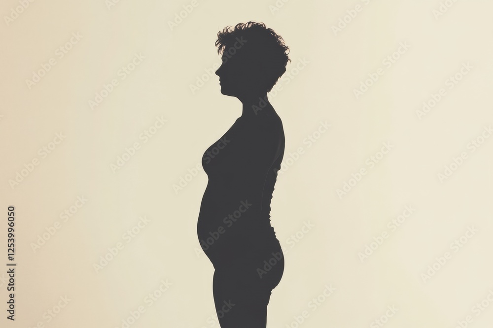 Poster Silhouette of person showcasing transformation from before to after weight loss on a calm background. Generative AI