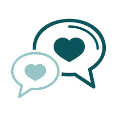 Speech bubbles heart icon. Happy Valentines Day