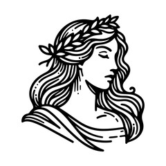 laurel crowned woman black and white vector