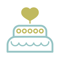 Wedding cake dessert with heart vector icon