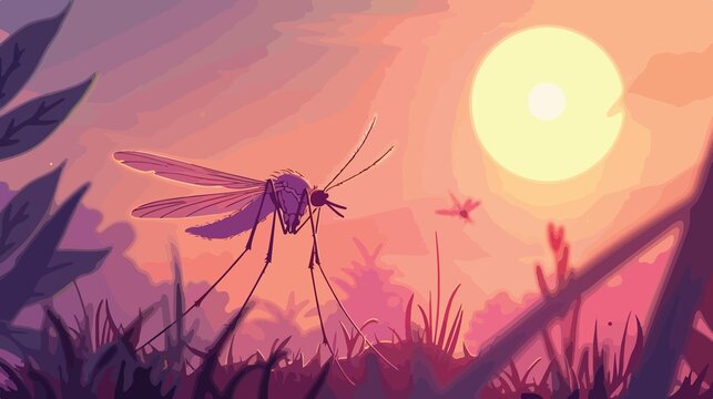 Aedes Mosquito Illustration: Cartoon Flat Vector of Insect