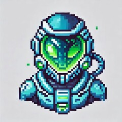 Fototapeta premium Pixel Art Extraterrestrial Scientist