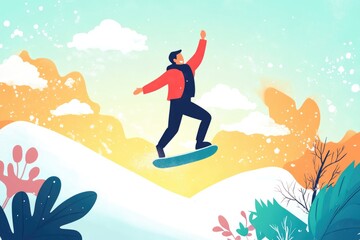 Elevate Your Career: A Businessman Leaping from a Springboard toward New Heights of Success
